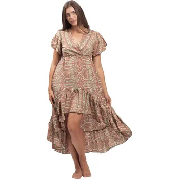 Dámské šaty Dámské šaty dlouhé SNEHA růžovo-zelené I.