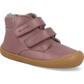 Dívčí zimní obuv Barefoot dětské zimní boty Develab - Baby Sft Shoe Velcro Old pink růžové Velikost: 25