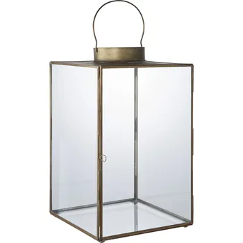 Lucerna House Nordic Skleněná lucerna, měděná, kovová, 42 cm, Mohali