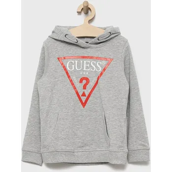 Chlapecká mikina Dětská bavlněná mikina Guess šedá barva, s potiskem L92Q09.KAUG0 90X, vel. 166-175