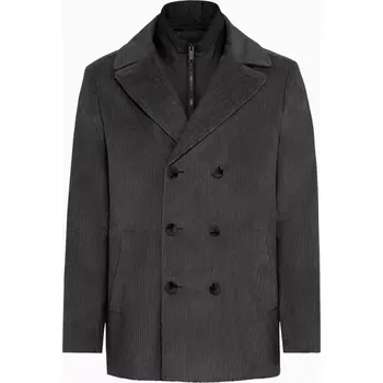 Pánská casual bunda PORSCHE DESIGN Hybrid pea coat Kabát dvouřadý krátký s kombinací materiálů a žakárovou podšívkou antracitová šedá (Exkluzivní kabát s odnímatelnou nylonovou vložkou a ikonickou žakárovou podšívkou.)