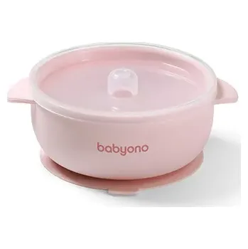 BabyOno 1662/02 MÍSA S PŘÍSAVKOU A KRYTEM SILIKONOVÁ RŮŽOVÁ