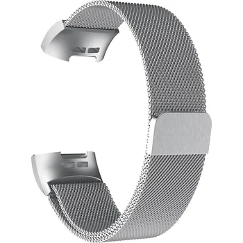 Řemínek na hodinky Milánský tah L pro Fitbit Charge stříbrný