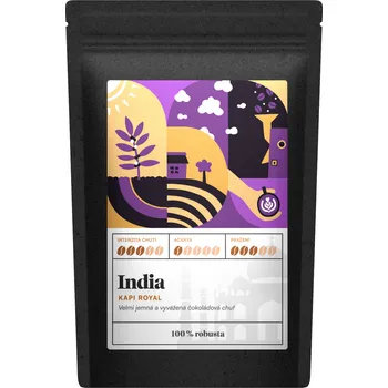 Káva Kafčo-čajda India Kapi Royal - jednodruhová káva - robusta Velikost balení: 250 g, Způsob mletí: Espresso (střední)