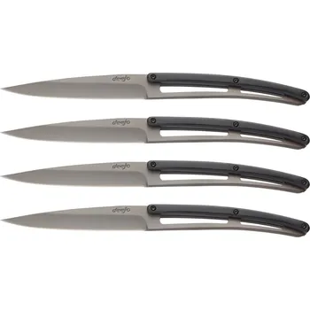 Kuchyňský nůž Deejo 4FB004 sada 4 příborových nožů Table,šedý titan,ebenové dřevo
