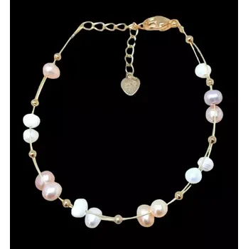 Náramek Elegantní perličkový náramek mix barev (s chir.ocelí)