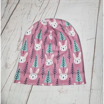 Čepice Yháček Flísová čepice Yháček, jednovrstvá, Zajíčci na starorůžové Velikost:: XS
