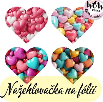 Nažehlovačky na fólii Nažehlovačka na fólii, SRDÍČKA, SRDCE mix, k dotvoření, 14x15,8cm /arch