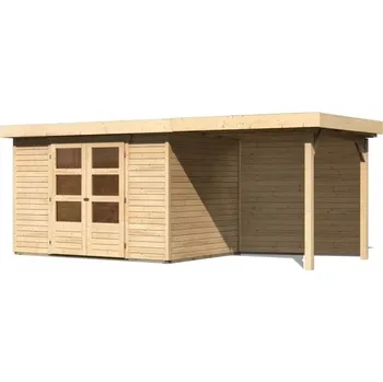 Zahradní domek KARIBU HOLZTECHNIK dřevěný domek KARIBU ASKOLA 4 + přístavek 240 cm včetně zadní stěny (9177) natur LG3258