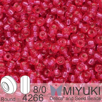 Korálek Korálky Miyuki Round 8/0. Barva 4266 Duracoat Silverlined Dyed Hibiscus. Balení 5g