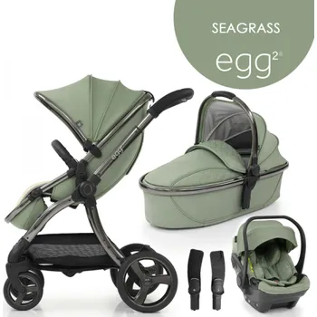 Kočárek Egg egg2® SET SILVER 4 v 1 SEAGRASS/Gun Metal, kočárek, korba, autosedačka, multiadaptér