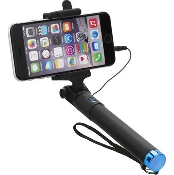 Selfie tyč Selfie tyč teleskopická - kabelová spoušť - 3,5mm jack - černá / modrá