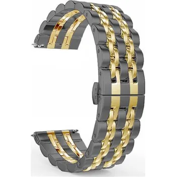 Řemínek na hodinky Kovový řemínek PERFECTION černo-zlatý 22 mm