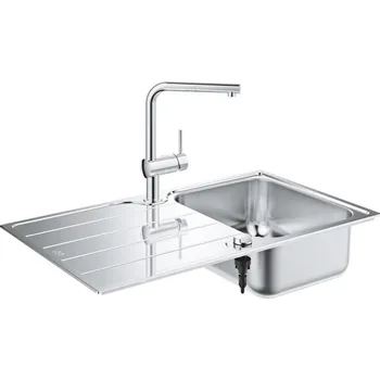 Vodovodní baterie GROHE 31573SD1 -Sada kuchyň. dřezu K500 s odkapávačem a baterie A 86×50 cm nerez