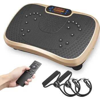 Vibrační plošina Vibrační plošina 3D tréninkové zařízení s 99 úrovněmi vibrací, 5 tréninkovými programy, Bluetooth , tréninkovými pásy - Bílá