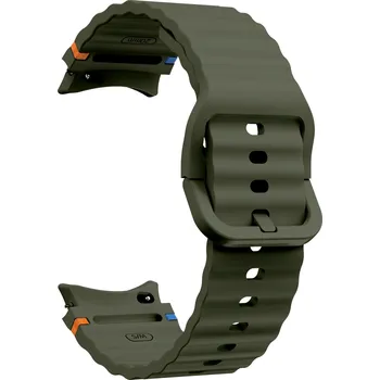 Řemínek na hodinky Silikonový řemínek WAVY šedá zeleň pro Samsung Galaxy Watch 4, 5, 6, 7