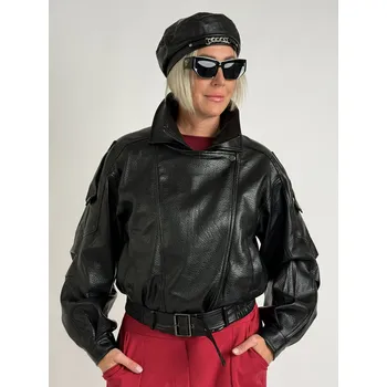 Dámská casual bunda Voga Móda Černá koženková bunda COMO Černá, L