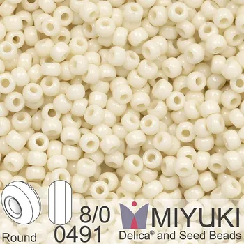 Korálek Korálky Miyuki Round 8/0. Barva 491 Ivory Pearl Ceylon Luster. Balení 5g