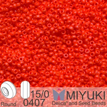 Korálek Korálky Miyuki Round 15/0. Barva 0407 Opaque Vermillion Red. Balení 5g