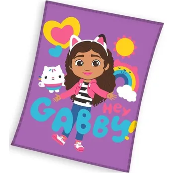 Dětská deka Carbotex Coral fleece deka Gábinin kouzelný domek - motiv Ahoj Gábi - 150 x 200 cm fialová