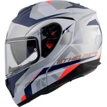 Helma na motorku MT HELMETS Atom SV SKILL A0 Gloss Pearl White výklopná přilba Velikost.: S