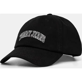 Čepice Bavlněná baseballová čepice Tommy Jeans černá barva, s aplikací, AW0AW16992 99X, vel. ONE SIZE