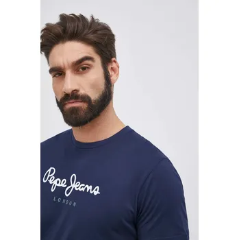 Pánské oblečení Bavlněné tričko Pepe Jeans Eggo N PM508208.595 námořnická modř 59X, vel. XS