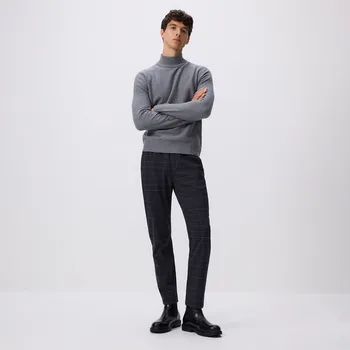 Reserved - Kostkované kalhoty slim fit - tmavomodrá - 490GC-59P - 490GC-59P-XXL
