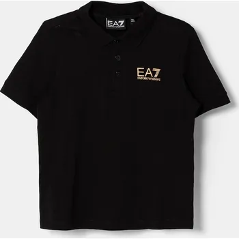 Chlapecké tričko Dětská bavlněná polokošile EA7 Emporio Armani černá barva, s potiskem, 7B000022 AF10378 7B000022.AF10378 99A, vel. 150