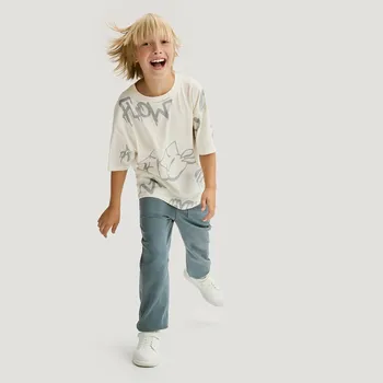 Chlapecké tričko Reserved - Bavlněné tričko s potiskem - krémová - 050FH-01X - 050FH-01X-116