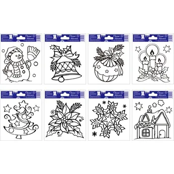 Vánoce Dekorace na okno, vánoční mix, 14x17cm, 1ks