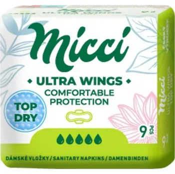 Menstruační vložka Vložky hygienické MICCI Ultra Wings Top Dry 9ks