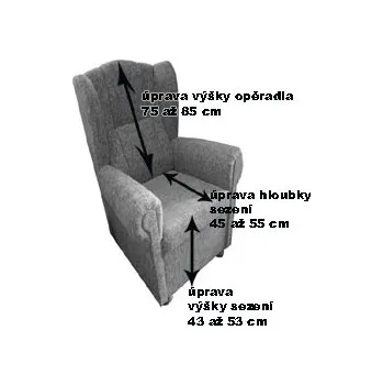 Křeslo Křeslo ušák na míru. Upravená výška sedáku , hloubka sedáku a výška opěradla.