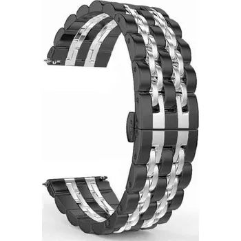 Řemínek na hodinky Kovový řemínek PERFECTION černo-stříbrný 22 mm