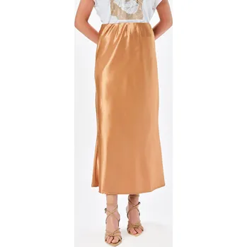 Dámská sukně Top Secret saténová midi sukně bronzová Velikost: 40