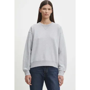 Dámská mikina Bavlněná mikina Levi's dámská, šedá barva, melanžová, A8789 90X, vel. L