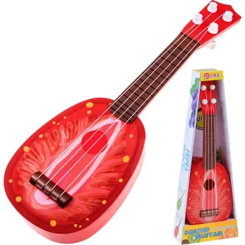 Hudební nástroj pro děti Dětské ukulele – plastová kytarka 37 cm – Jahoda