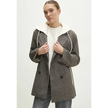 Dámský kabát Kabát Answear.LAB dámský, hnědá barva, přechodný, dvouřadový Jessica.hos 88X, vel. M/L