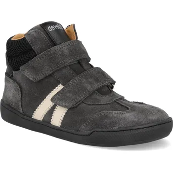 Barefoot dětské kotníkové boty Develab - Midcut sneak. Grey suede tmavě šedé Velikost: 31
