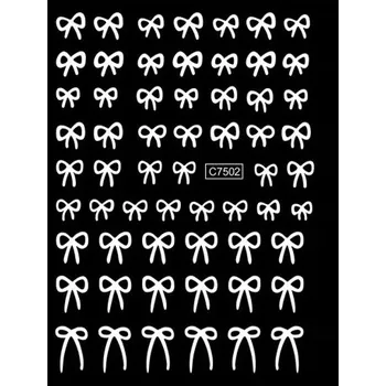 Umělé nehty 2 ks samolepky na nehty 3D mini mašle krajková stuha samolepicí nail art dekorace manikúra příslušenství Y2K styl univerzální použití bílá
