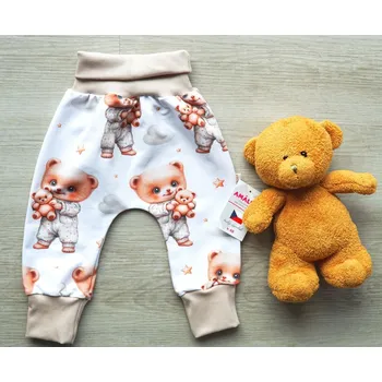 AMÁLKA Elastické rostoucí kalhoty Méďa s malým medvídkem Velikost: 86