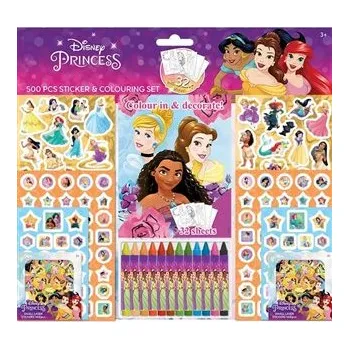 omalovánky Samolepkový set s omalovánkami a voskovkami - Disney Princezny