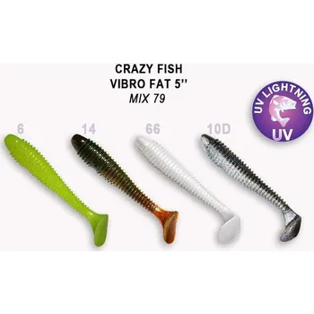 Umělá nástraha Gumová nástraha Crazy Fish Vibro Fat 12cm Mix 79 (4ks)