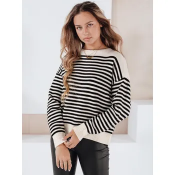 Dámský svetr Dámský pruhovaný svetr ELVARA DStreet černá | krémová 3403540