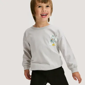 Dětská móda Reserved - Triko s dlouhým rukávem Kačer Donald - tmavě šedá - 057FI-90X - 057FI-90X-98