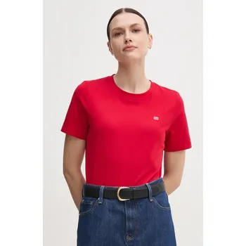 Bavlněné tričko Tommy Hilfiger WW0WW45522 červená 33X, vel. XS