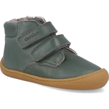 Dívčí zimní obuv Barefoot dětské zimní boty Develab - Baby Sft Shoe Velcro Forest zelené Velikost: 24