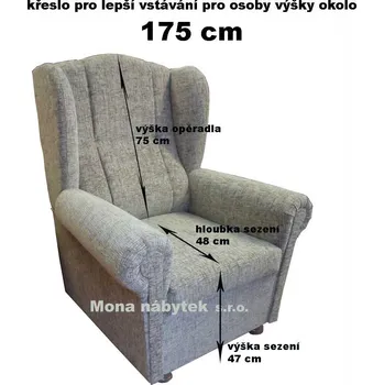 Křeslo křeslo ušák CI pro osoby 175 cm, sedák: výška 47 cm, hloubka 48 cm, Jazz 02