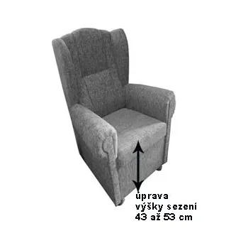 Křeslo Křeslo ušák na míru. Upravená výška sedu .