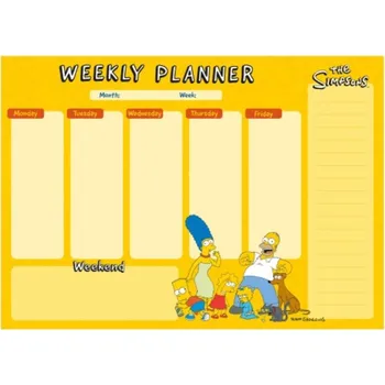 Diář Stolní týdenní plánovač The Simpsons|Simpsonovi: Celá rodina (29,7 x 21 cm)